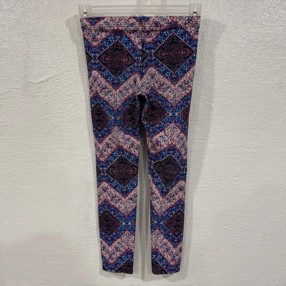 1st Kiss Girls L (6X) Purple Blue Geometric Pattern Leggings Stretch Activewear